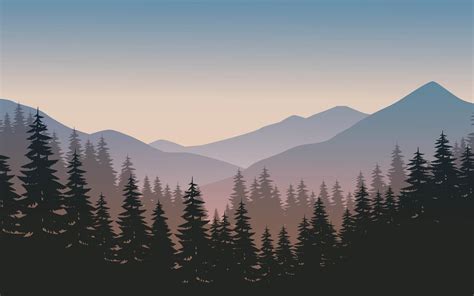 Foggy Mountain And Pine Forest Silhouette 5648779 Vector Art At Vecteezy