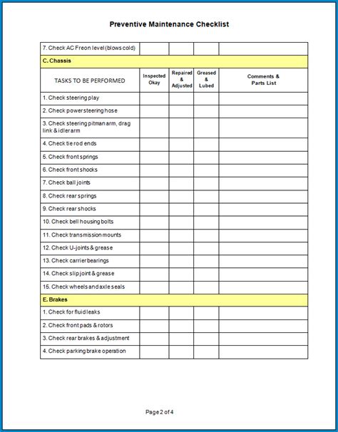 Free Printable Preventive Maintenance Checklist Template Checklist My