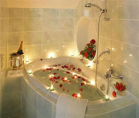 ideias sensuais do Dia Dos Namorados Casa de banho romântica e decoração de banheira