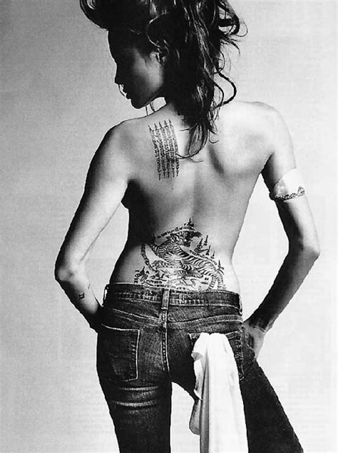 The evolution and artistic nature of angelina jolie tattoos are one to behold and imitate. Angelina Jolie Tattoo Upper Back Tiger Tattoo | great ...