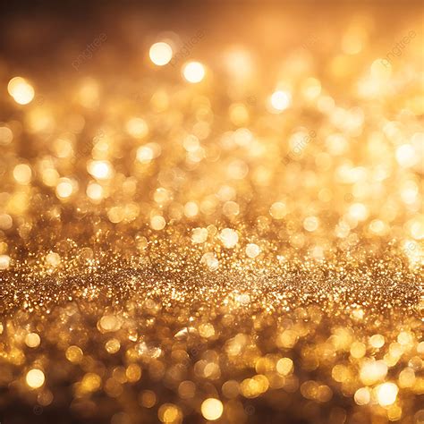 Golden Glitter Lights On Isolated Dark Background Gold Dust Defocused