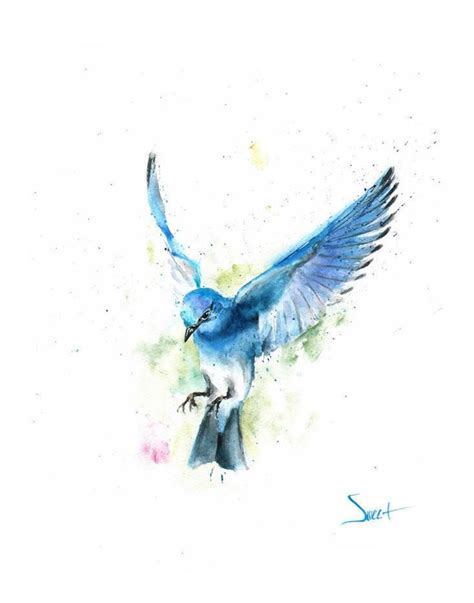 Blue Bird Print Bird Prints Flying Bird Art Blue Bird Etsy