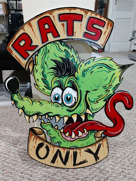 A Sign That Says Rats Only With A Green Monster Head And Tongue