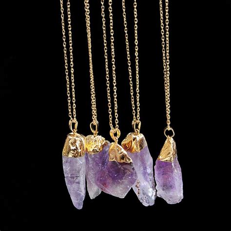 Best Selling Natural Stone Pendant Necklace Fashion Crystal Chakra Rock Gold Color Chain Quartz