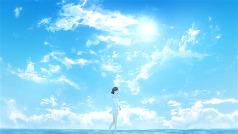 Girl Walking In The Sea On Beautiful Blue Sky By Furi ふーり