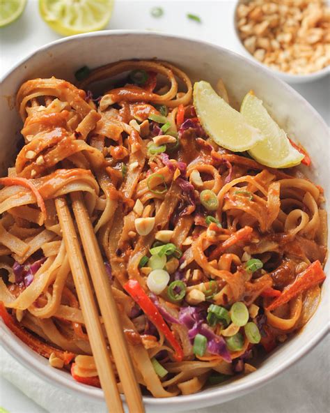 Add chicken and stir fry until 50% cooked, 2 minutes. Creamy Pad Thai Noodles - It's All Good Vegan