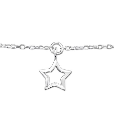Jewellerybyz 925 Sterling Silver Star Anklet 25cm Star Anklet