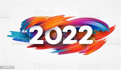 Calendar Header 2022 Number On Colorful Abstract Color Paint Brush