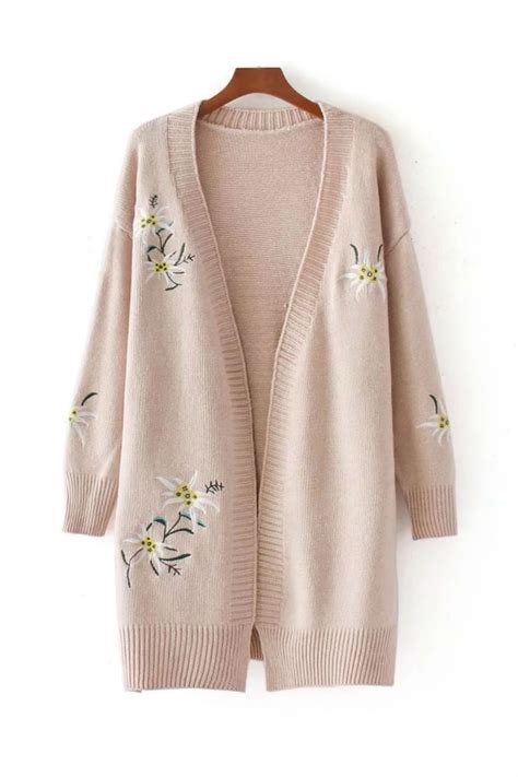 Retro Floral Embroidery Cardigan Simple Outfits For Teens Vintage