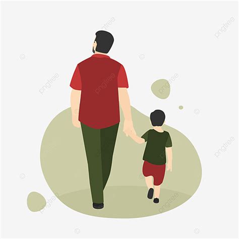 Ilustración Vectorial De Papá E Hijo Caminando Juntos Aislado Sobre