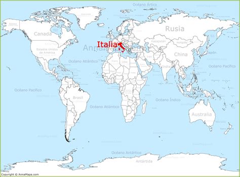 Mapamundis grandes y con buena definición perfectos para estudiar geografía. Italia en el mapa del mundo - AnnaMapa.com