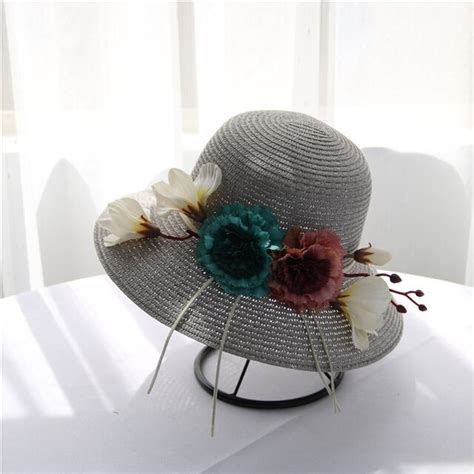2018 Women Sun Hat With Flower Fashion Elegant Ladies Straw Hat Summer