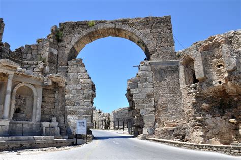 Monumental Gate And Vespasian Monument In Side Turkish Archaeological