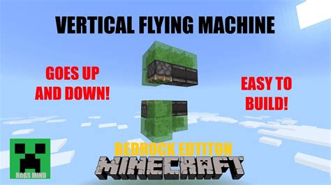 Cobblestone can be gathered by breaking. Minecraft Vertical Flying Machine (Bedrock Edition) EASY ...