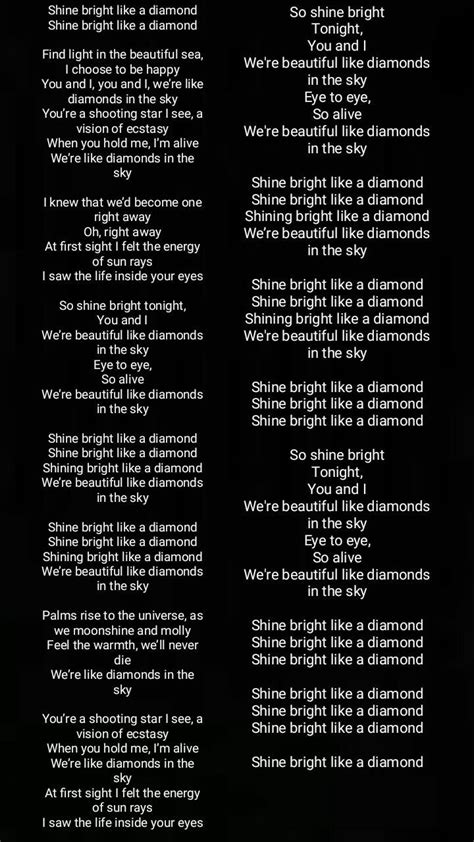 Diamonds Lyrics Great Song Lyrics Diamonds Lyrics Pop Lyrics