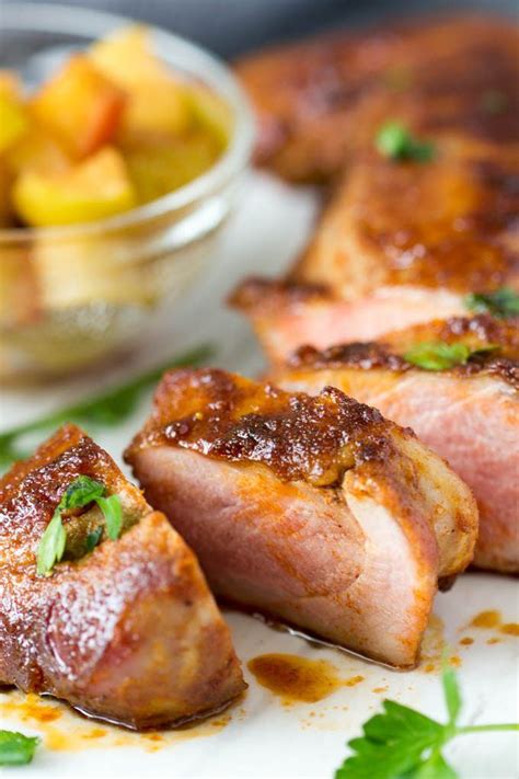 Place the pork back in the skillet and spoon some sauce over the pork loin. Spice Roasted Pork Tenderloin + Chunky Applesauce | Simple ...