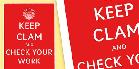 FREE Keep Clam And Check Your Work Poster Teacher Made