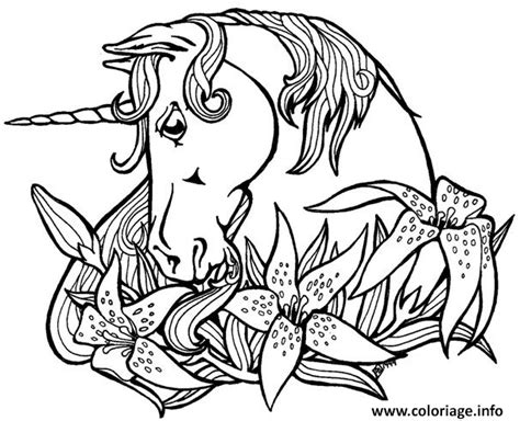 Coloriage licorne rigolote facile coloriages pour enfants. Coloriage Licorne Dans Une Couronne De Fleur dessin