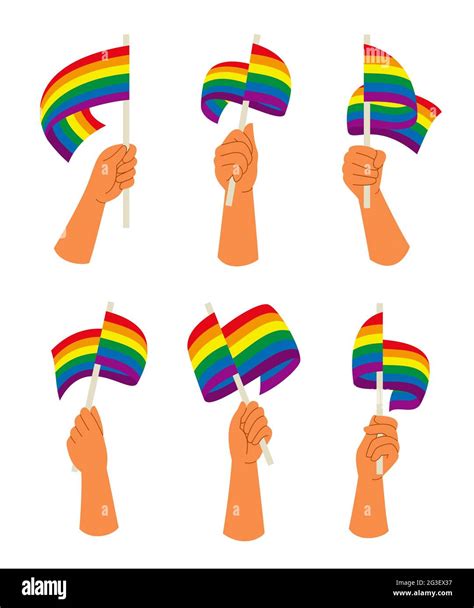 six style of hands hold a rainbow flag for the lgbt activity stock vector image and art alamy