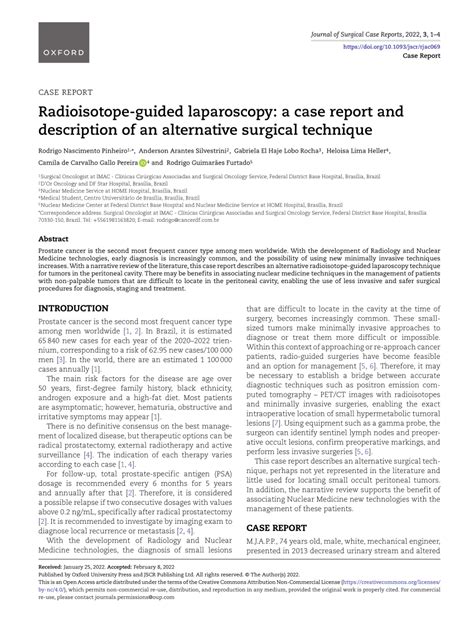 Pdf Radioisotope Guided Laparoscopy A Case Report And Description Of