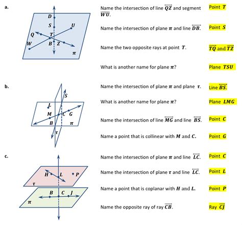 Points Lines And Planes Worksheet