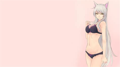 Wallpaper Hanekawa Tsubasa Monogatari Series Anime Girls Black Hair Lingerie Underwear