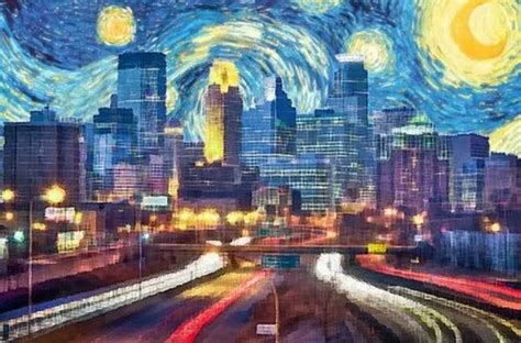 Starry Night Over Minneapolis Skyline