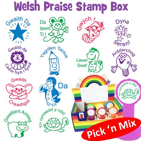 School Stamps 6 X Welsh Teacher Stamps Pick N Mix Box Set Free Delivery