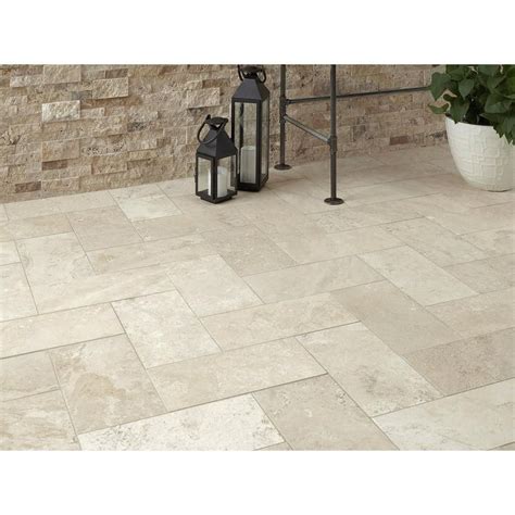 Add interest to your decorative design with an elaborate or simple border. Savona Ivory Brushed Travertine Tile | Coastal living in ...