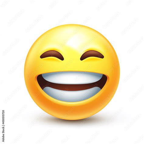 Vettoriale Stock Beaming Emoji With Smiling Eyes Grinning Emoticon