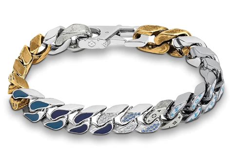 Louis Vuitton Chain Links Patches Bracelet Blue Multicolor In Metal