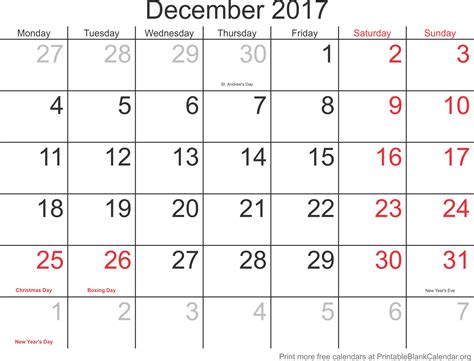 December 2017 Free Printable Calendar Printable Blank