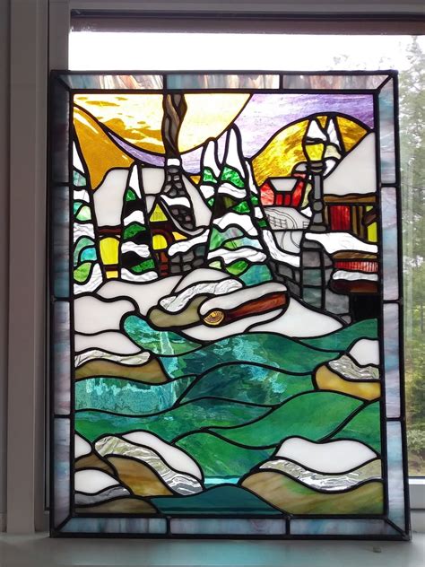 Stained Glass Art Panel Winter Wonderland Landscape Etsy New Zealand