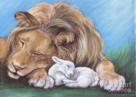 Lion And The Lamb Painting By Janice Guinan Fine Art America