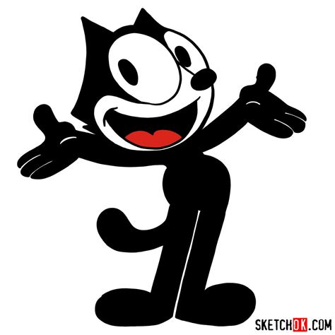 How To Draw Felix The Cat Sketchok Easy Drawing Guides