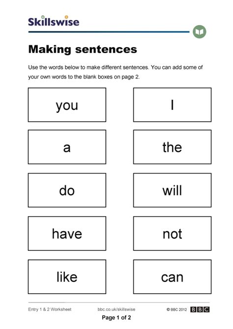What are sentences and phrases, the sentence exercise, worksheet, with answer, pdf for kid. 2 FREE DOWNLOAD GRADE 1 SENTENCE CONSTRUCTION WORKSHEETS ...