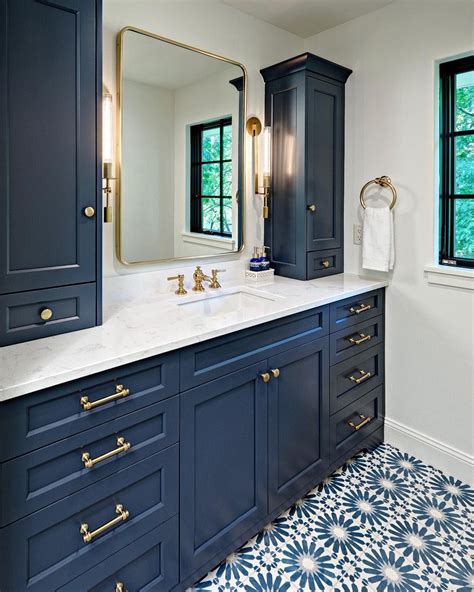 Stunning Blue And Gold Bathroom Remodel
