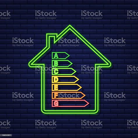 Energy Efficiency Chart And House Concept Home Icon Vector Solar Power