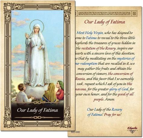 Our Lady Of Fatima Prayer Card 10 Pack Uk Office Products