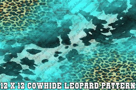 Cowhide Leopard Turquoise Digital Paper Graphic By Pawpawdesignshop · Creative Fabrica