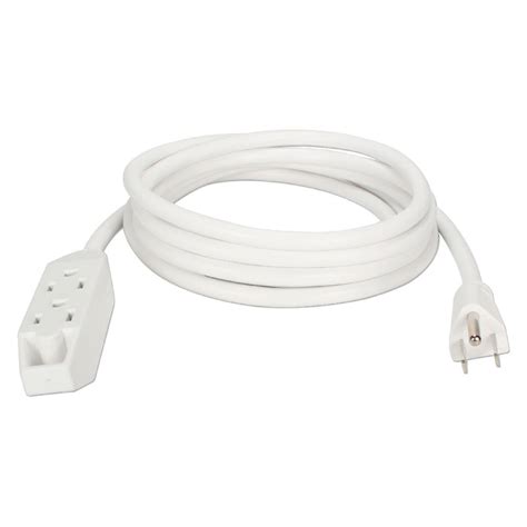 Qvs 3 Outlet 3 Prong Power Extension Cord 25 White