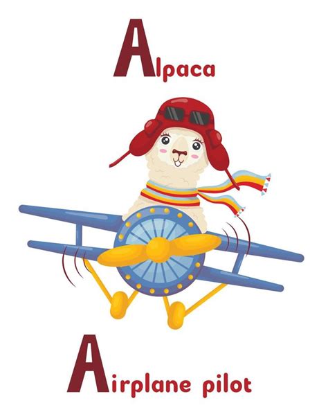 Alphabet Latin Abc Professions Animales Commençant Par Un Pilote D
