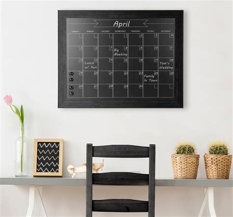 Designovation Beatrice Framed Magnetic Chalkboard Monthly Calendar 23
