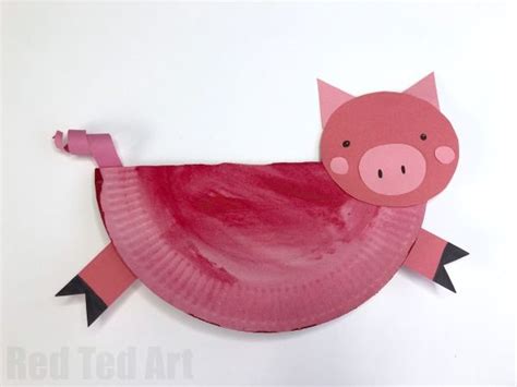 Rocking Paper Plate Pig Crafts For Kids Red Ted Art Kids Crafts