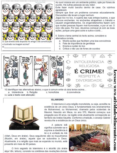 Textos De Ensino Religioso Com Atividades 8 Ano