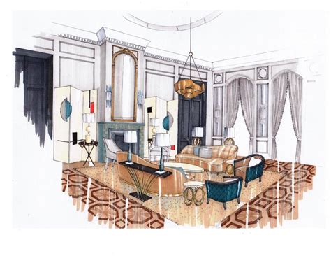 Drawing rooms are spaces that are stepped into first when. Interior Design Drawing Room by Abbie de Bunsen. #interiordesign #sketch #livingroom | การออกแบบ ...