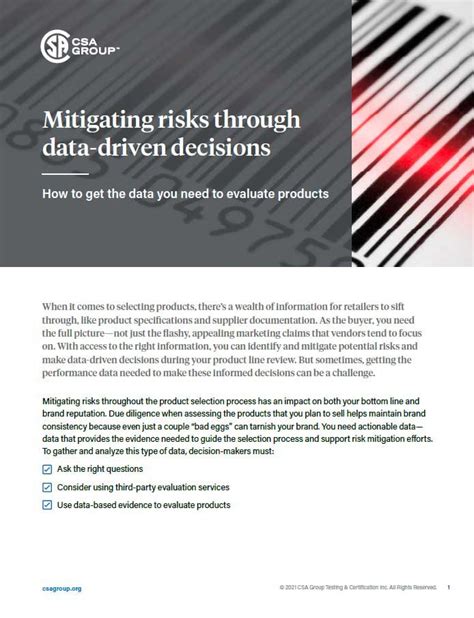 Mitigating Risks Through Data Driven Decisions