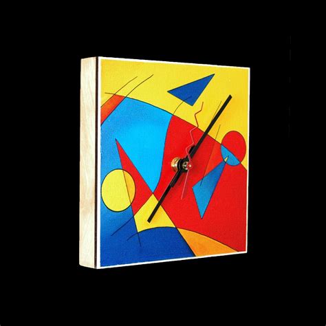 Fun Abstract Art Clock With Intense Yellows Reds And Blues