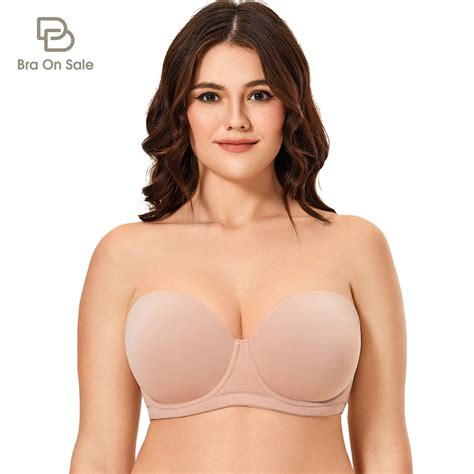 Women S Multiway Full Coverage Strapless Bra Plus Size Push Up Underwire Contour Silicone