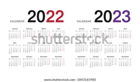 Colorful Year 2022 Year 2023 Calendar Stock Vector Royalty Free